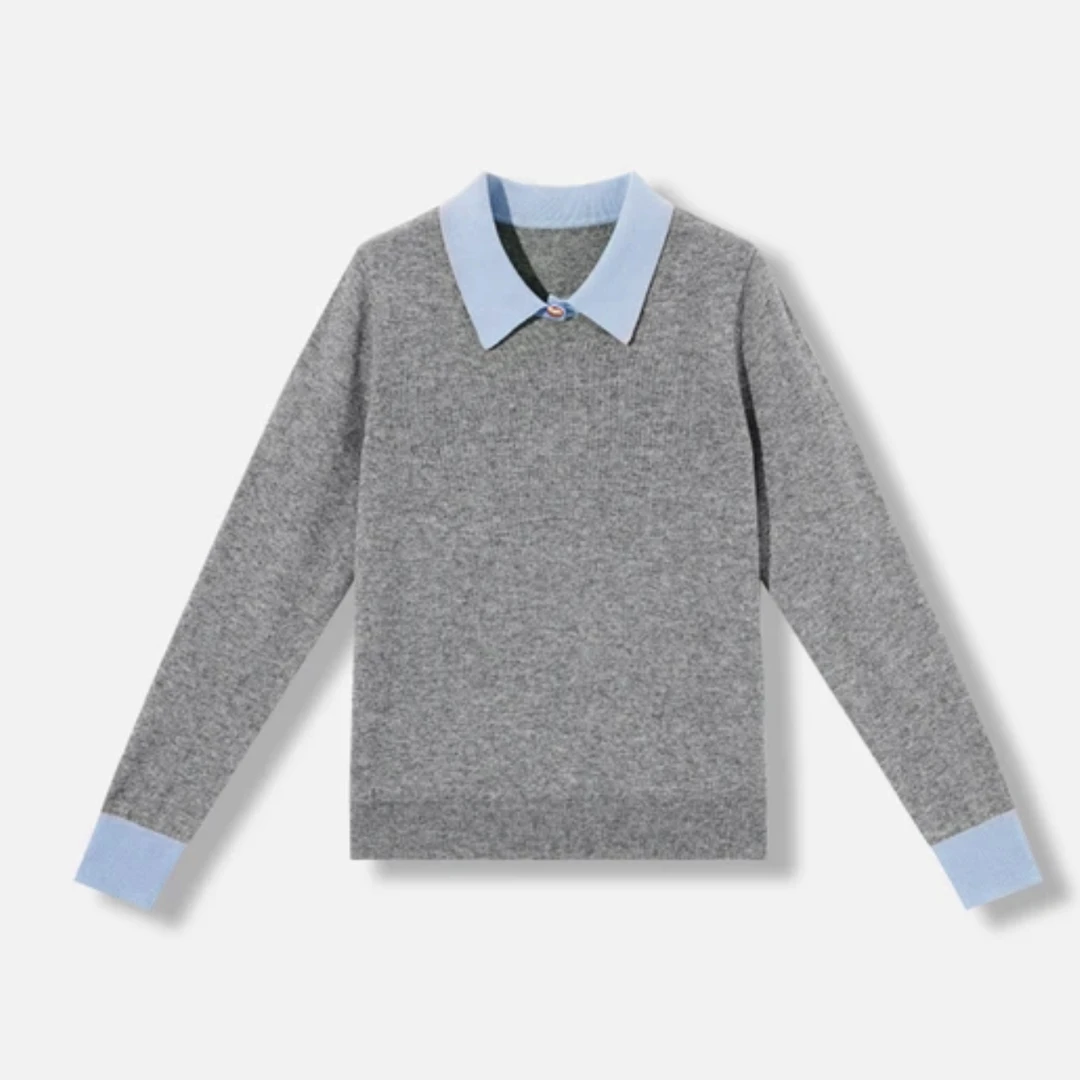 【大易专属】JD1117 长袖针织衫显瘦洋气时尚休闲百搭韩版翻领上衣