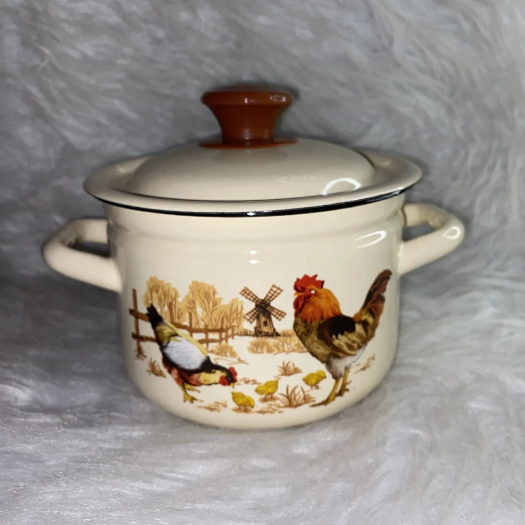 俄罗斯原装进口正品搪瓷3升4升加厚新婚嫁妆家用双耳奶锅煲汤熬药