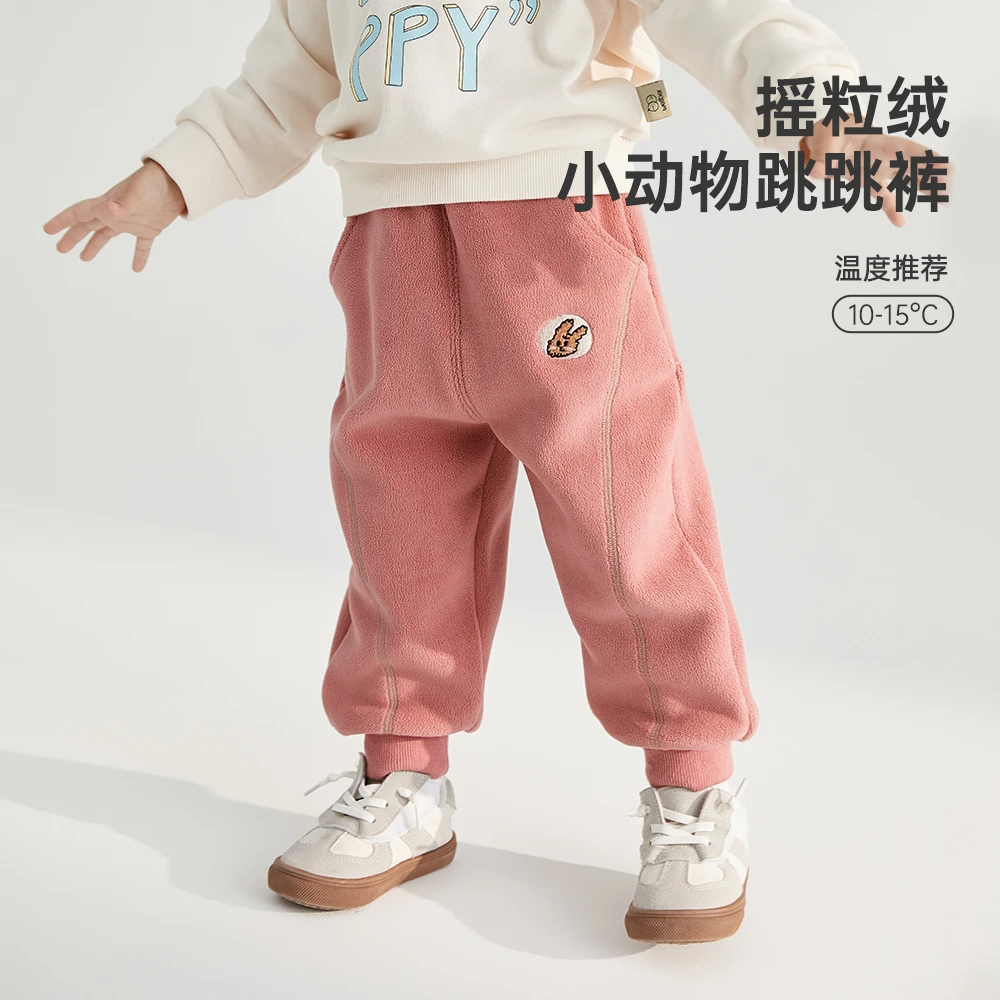 wellber/威尔贝鲁装饰线条休闲裤儿童加绒加厚洋气保暖秋冬休闲裤