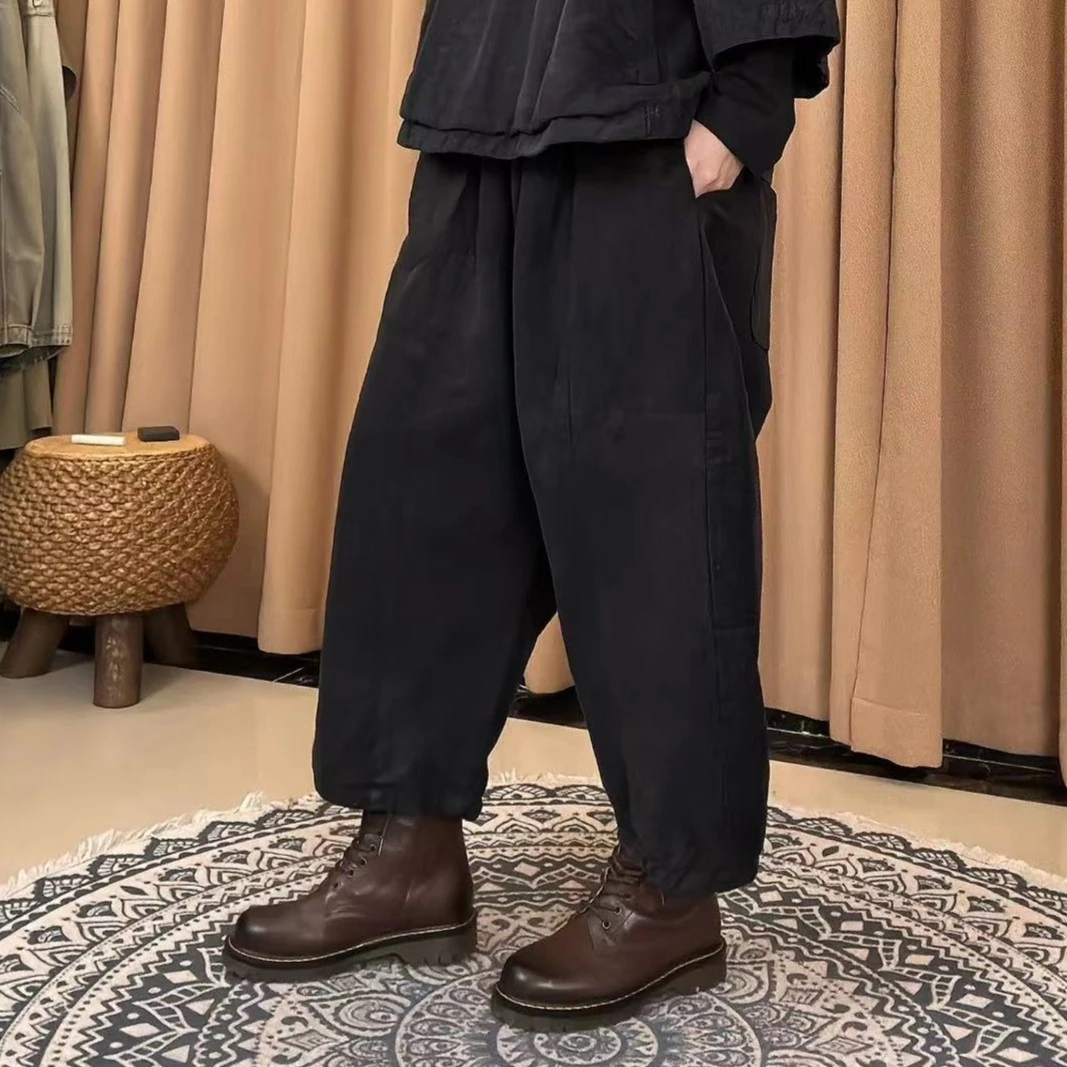 本古佳0724土布双层阔腿裤160*85 宽松 松紧腰 拼接 复古 百搭