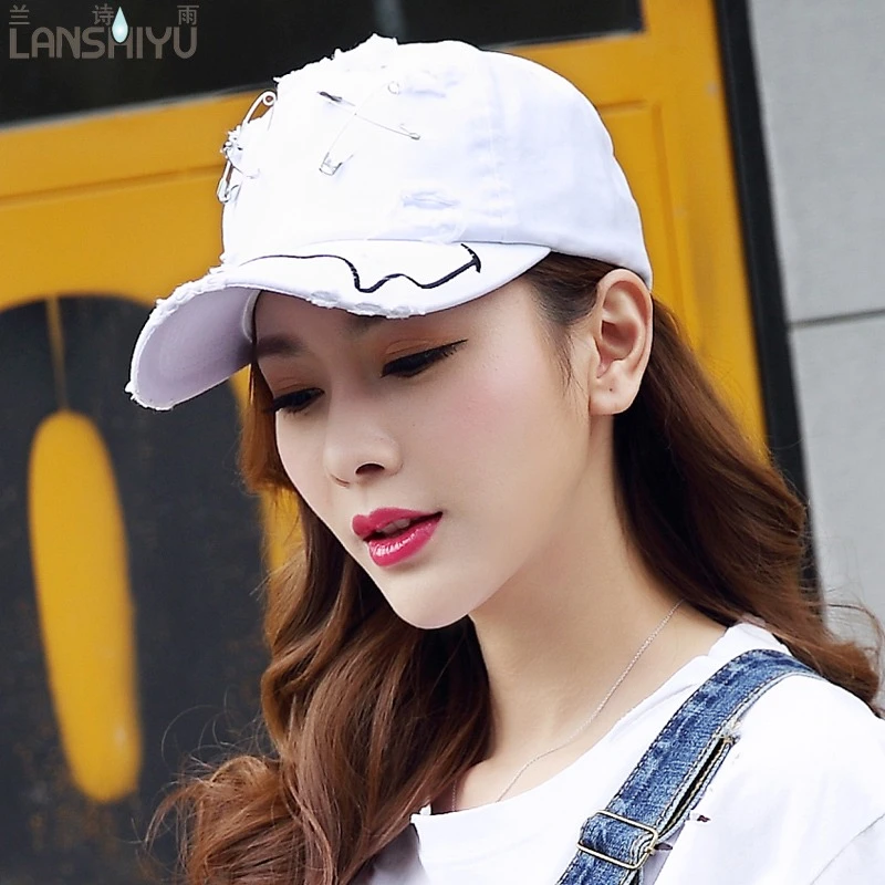 水洗磨破刺绣棒球帽夏季时尚个性鸭舌帽潮牌户外出游帽子女91211