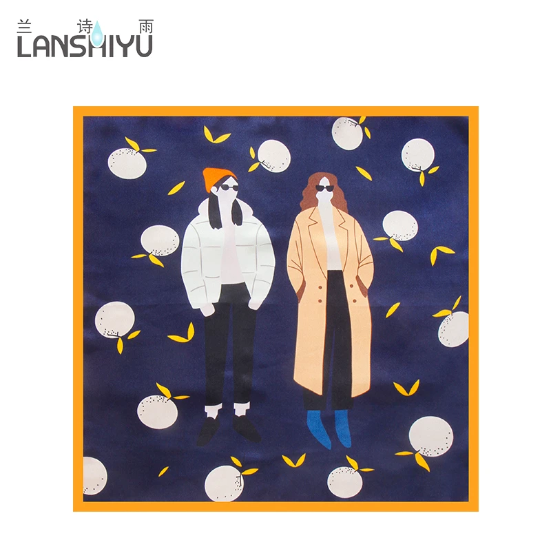 兰诗雨真丝小方巾女式职业丝绸装饰头巾围巾桑蚕丝丝巾小领巾