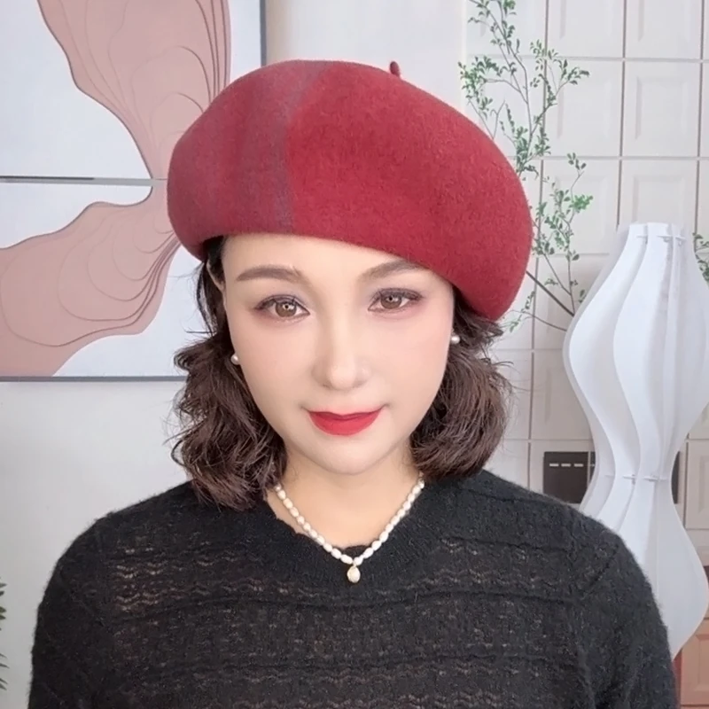 秋冬贝雷帽百搭文艺时尚礼帽贝雷帽女士韩版日系高级感羊毛贝雷帽