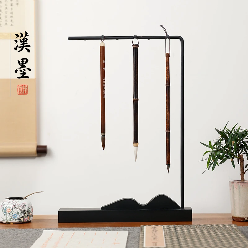 观山铁艺笔挂6支 毛笔架创意简约现代文房四宝美术生书法笔架挂
