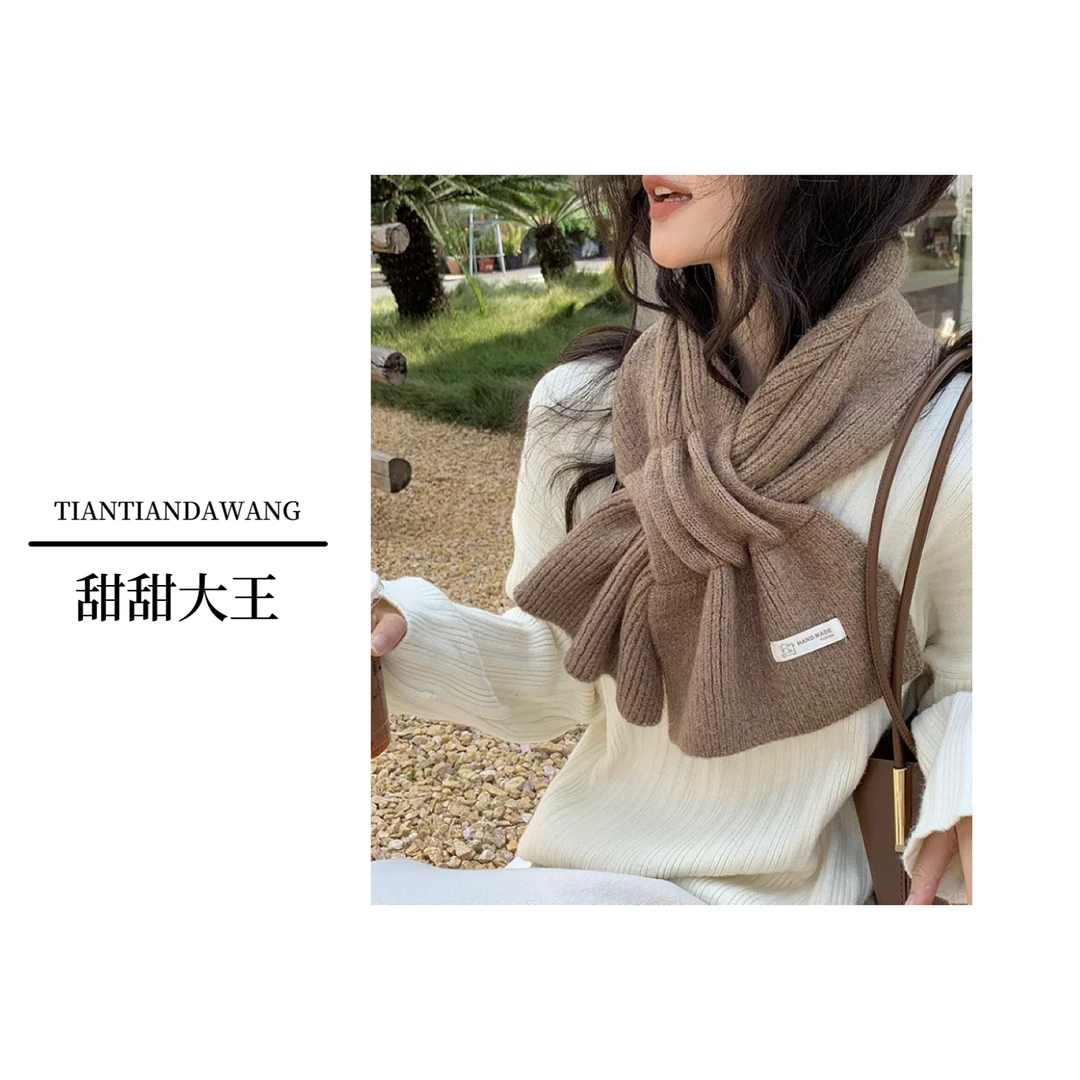 围巾女冬季甜甜大王百搭加厚保暖高级感针织毛线交叉护颈围脖情侣