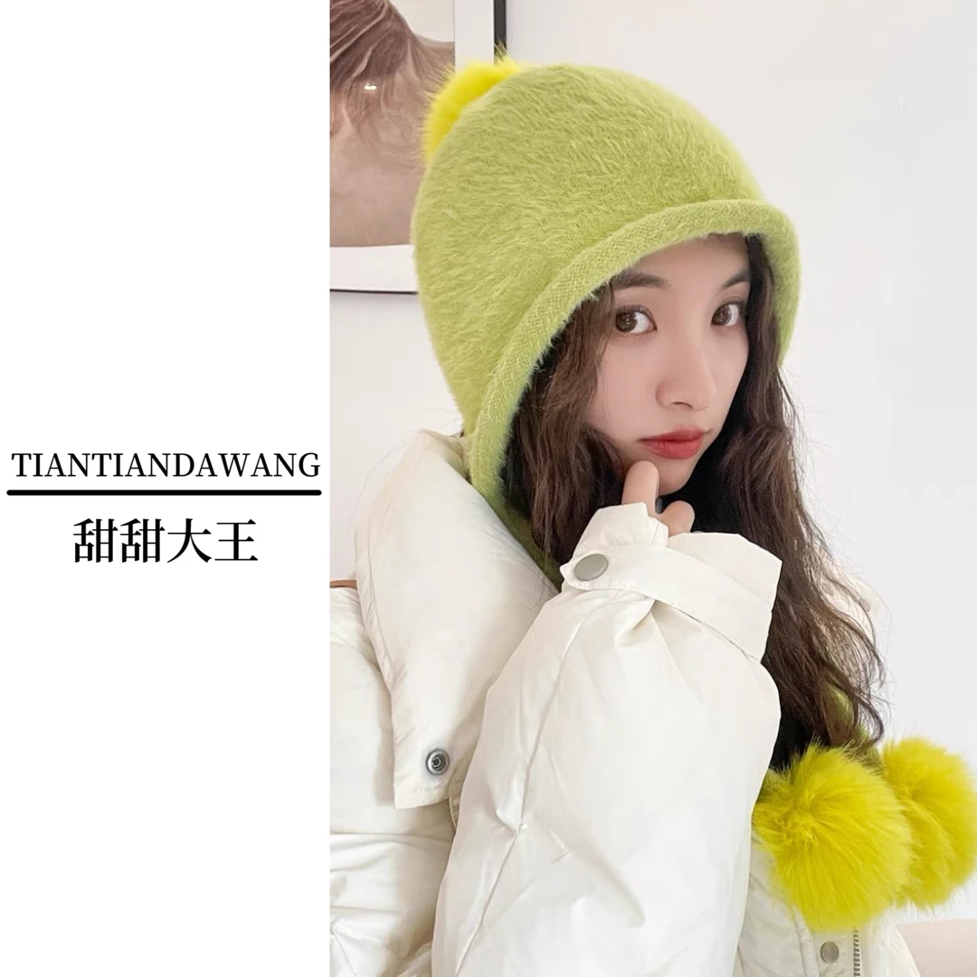 甜甜大王护耳帽子秋冬季新款时尚百搭显脸小加厚保暖针织帽雷锋帽