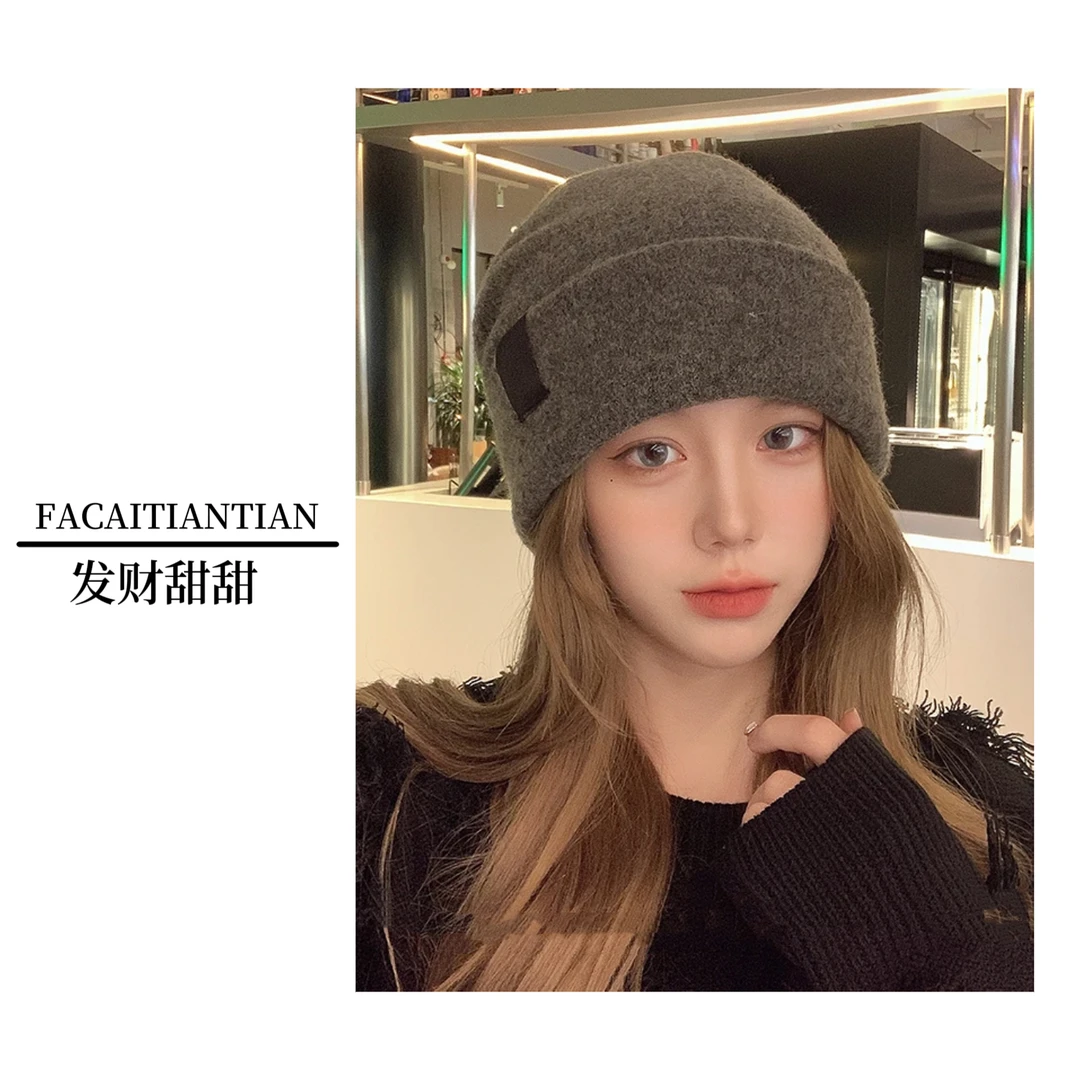 秋冬护耳帽大头堆堆帽发财甜甜显脸小情侣时尚针织帽潮流冷帽