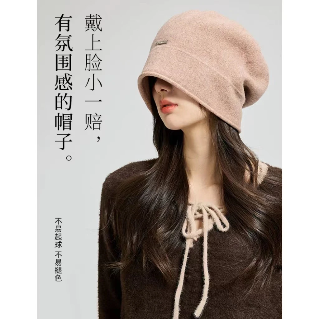 高品质一帽多戴显脸小Y毛堆堆帽时尚贝雷帽甜甜大王纯色简约百搭