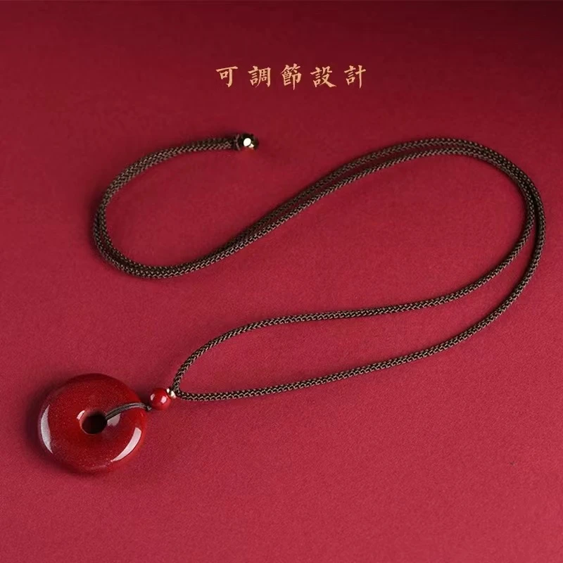 含辰砂工艺品朱砂平安扣新国风复古风‘全家福款’吊坠