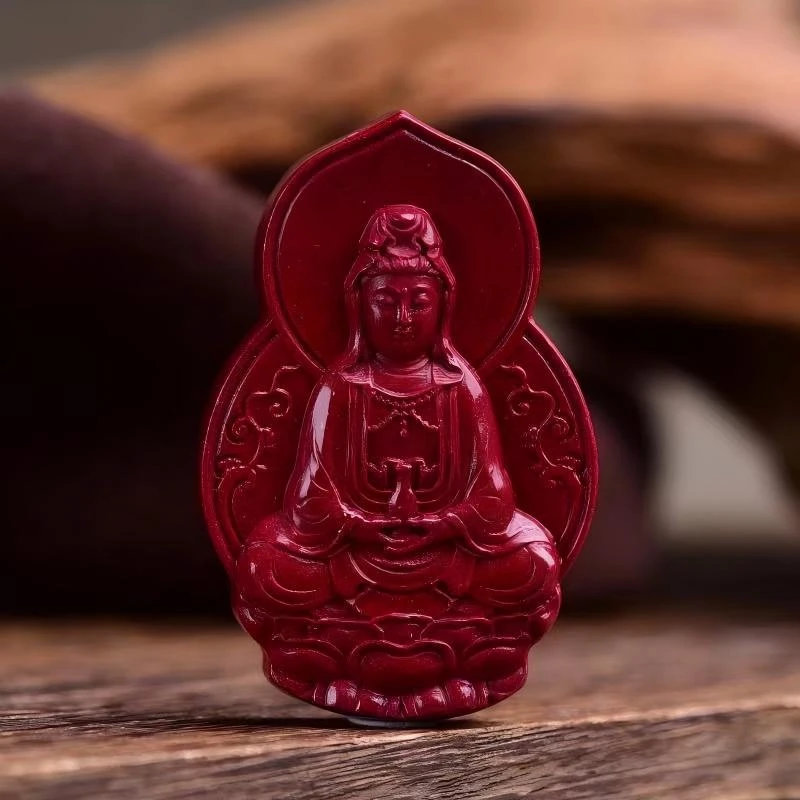 非金属布艺吊坠 红色佛光观音吊坠