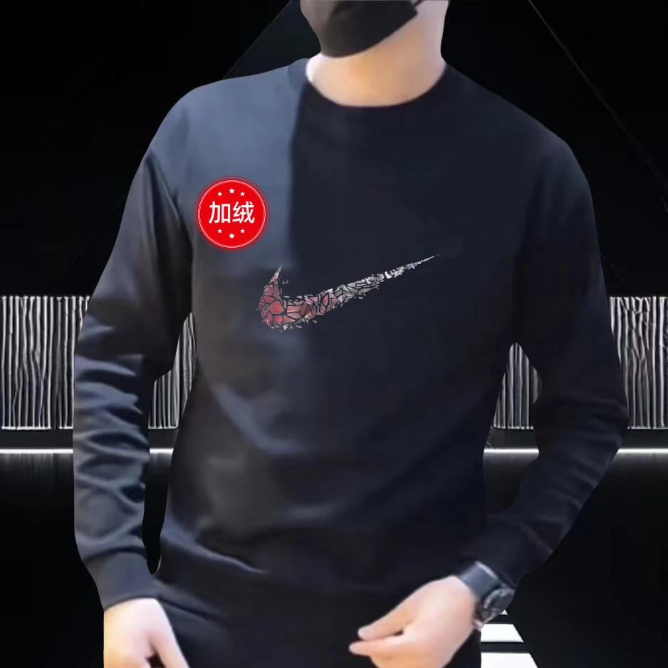 2024秋冬季男款长袖百搭休闲潮流潮牌款加绒加厚保暖高品质卫衣