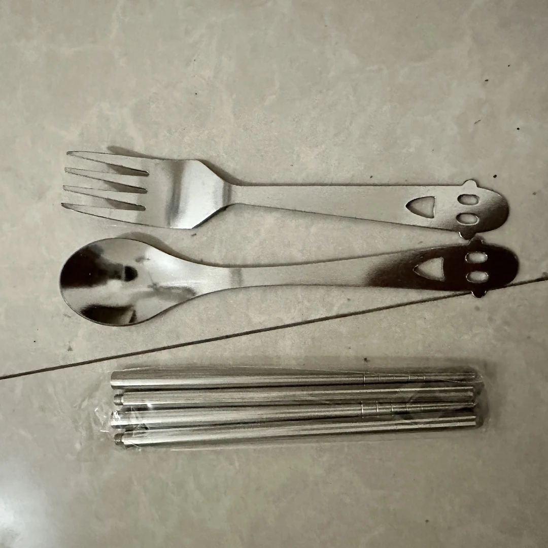 准新品  随身不锈钢餐具三件套