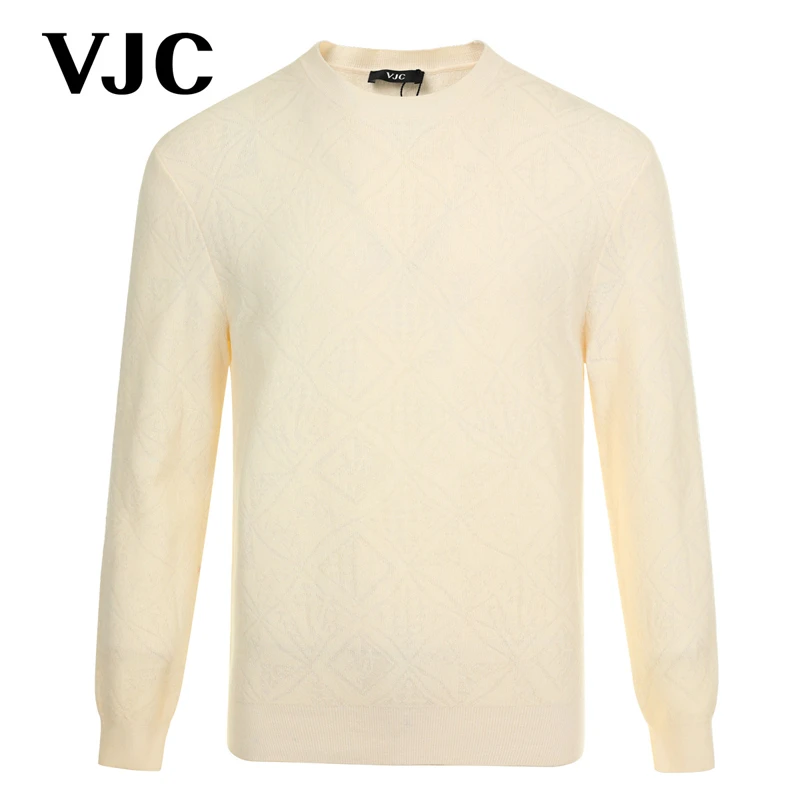 VJC/威杰思秋冬装新款男士上衣长袖提花针织羊毛衫保暖B23DC2206