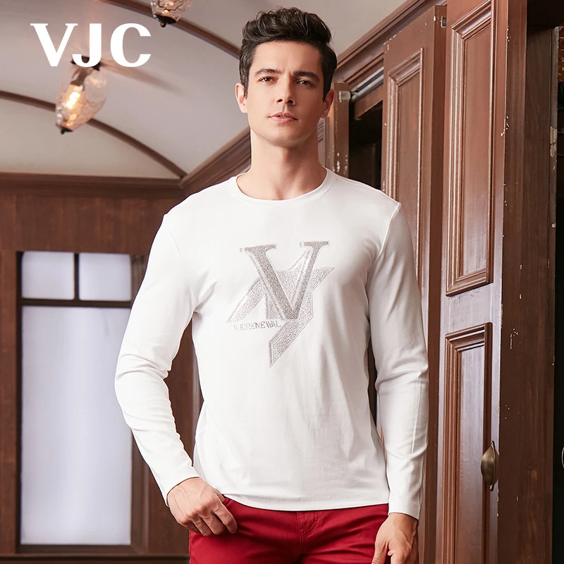 VJC/威杰思秋冬男装新款千鸟格长袖T恤B22CA2016