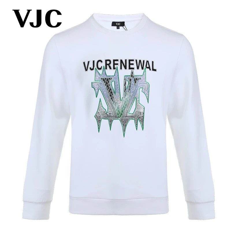 VJC/威杰思秋季男装新款烫钻休闲长袖T恤衫时尚卫衣B23CE1250