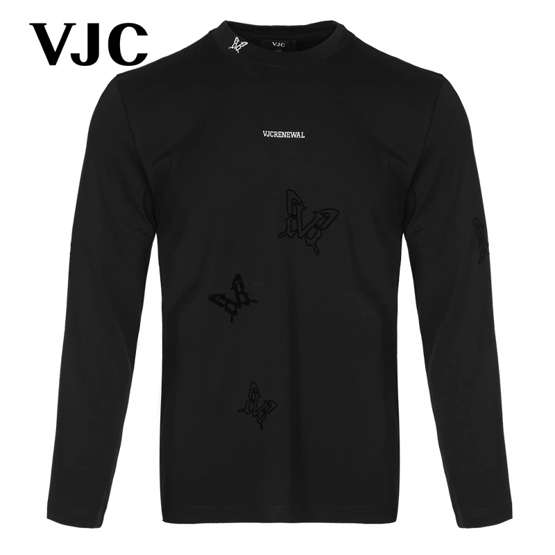 VJC/威杰思【专柜同款】秋冬男装新款圆领T恤刺绣上衣D23DA2741