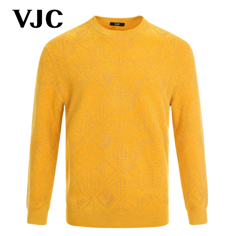 VJC/威杰思秋冬装新款男士上衣长袖提花针织羊毛衫B23DC2206