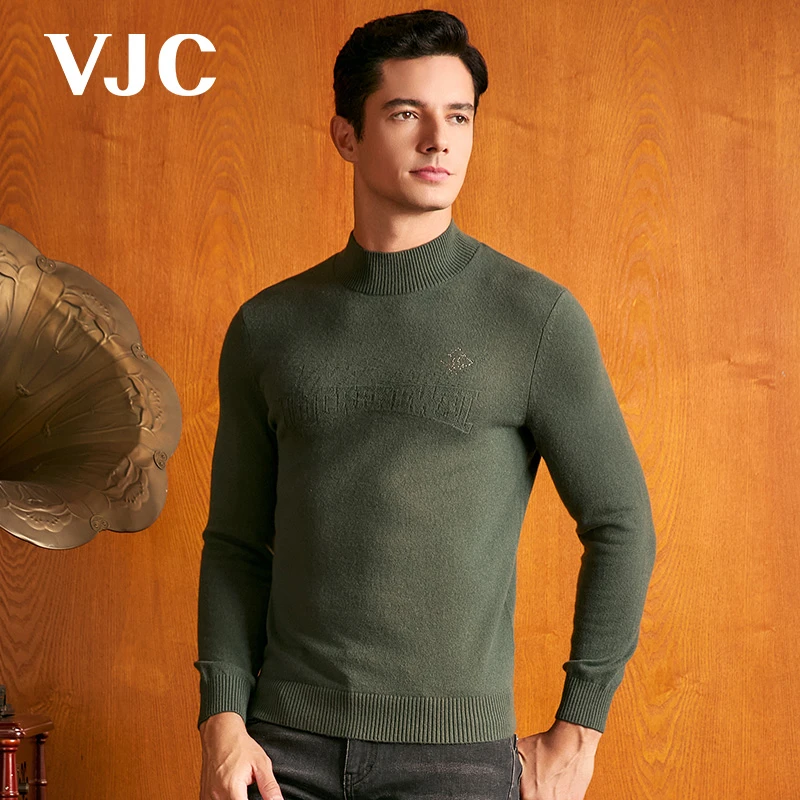 VJC/威杰思秋冬男装新款半高领羊毛针织衫长袖上衣B23DC2223