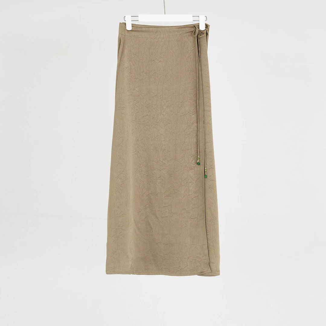 （几里与麻上新）国风百搭气质纯色半身裙 裙长92 1030368