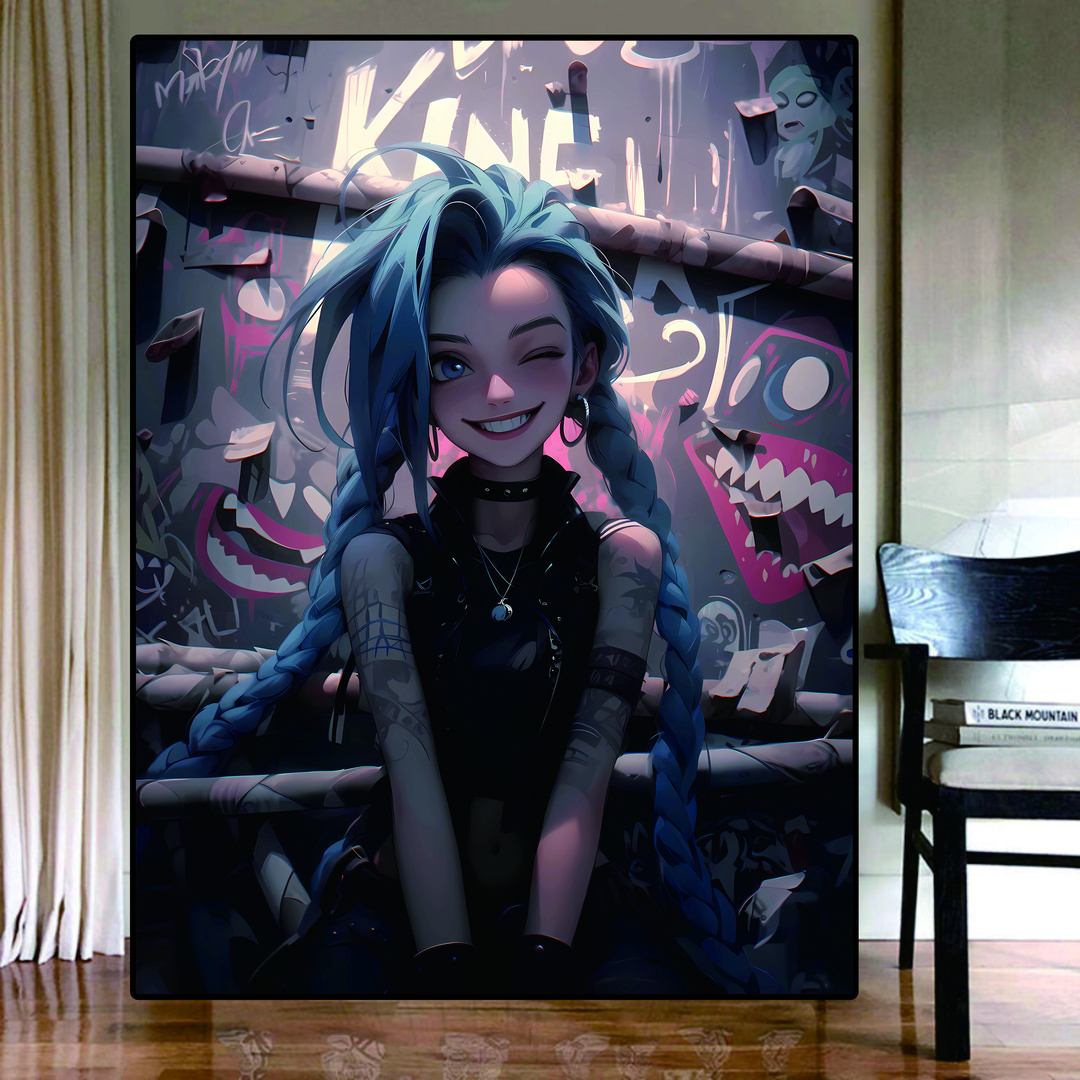 《坏笑金克丝》儿童卧室现代装饰画4-5-SM框-P129