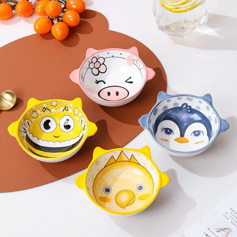 超卡通网红可爱4英寸小料碟，高颜值餐具，宝宝辅食碗，颜色任意4个