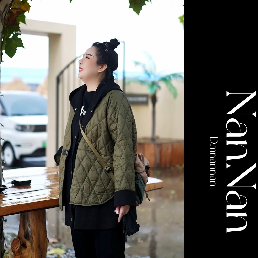 【楠楠推荐】假两件连帽撞色棉服B6064