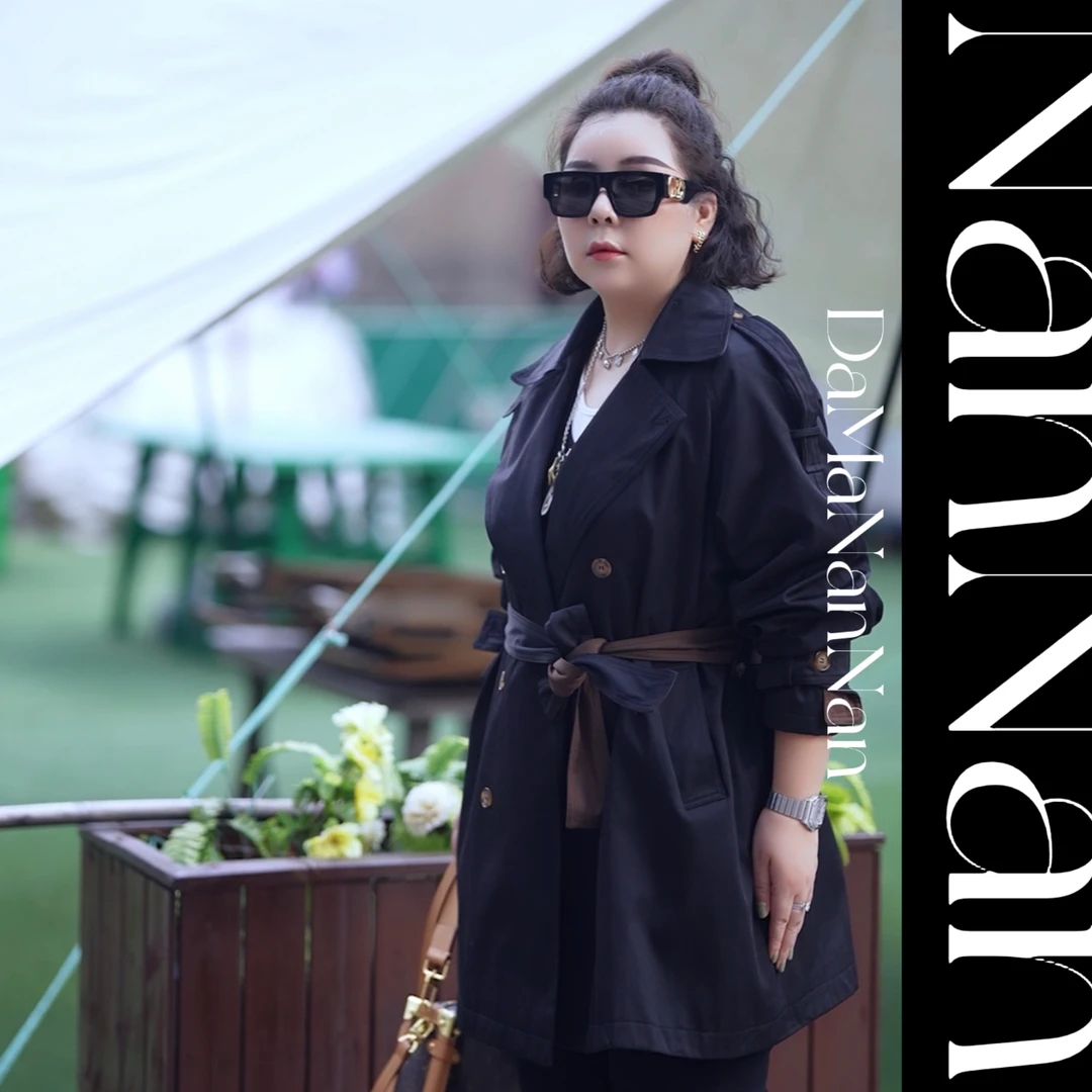 【楠楠推荐】秋季韩版气质时尚双排扣设计显瘦中长款风衣外套A536