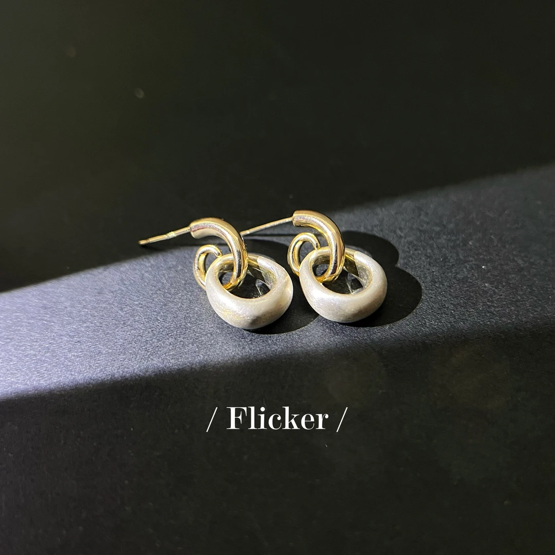 铜合金耳饰 E131拉丝工艺法式轻奢个性气质圈圈耳坠时尚设计耳环