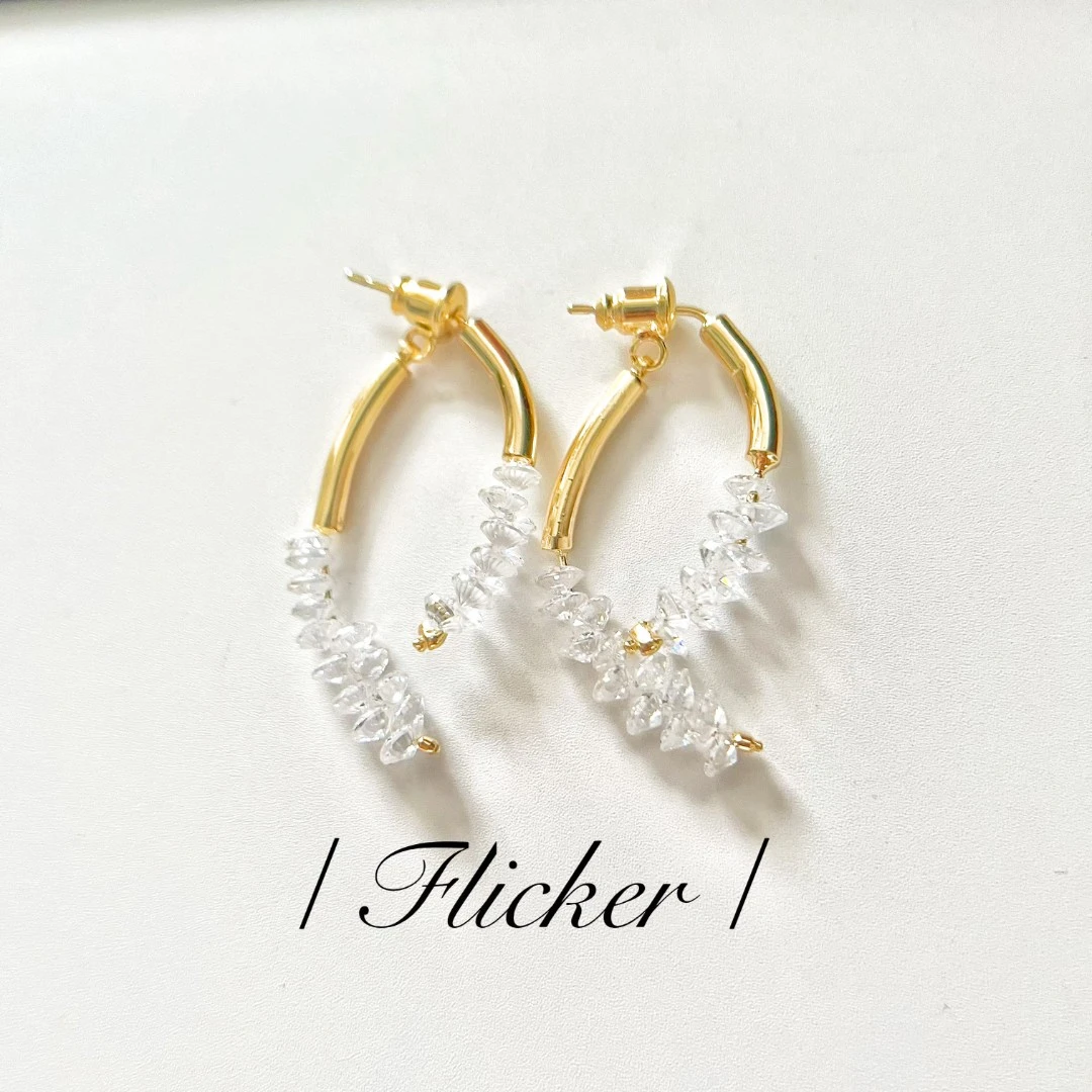 铜合金合成锆石耳饰 F1259超闪前后两戴春夏新款潮流气质时尚耳环