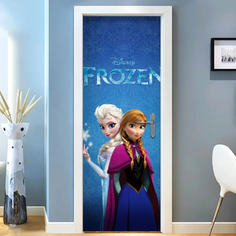 公主房间装饰全套冰雪奇缘房门木门贴纸自粘整张双面翻新旧门遮丑