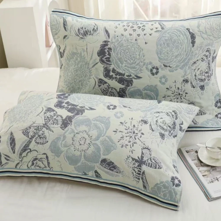 【含苞待放】52*78汉麻纱布枕巾一对装透气吸汗