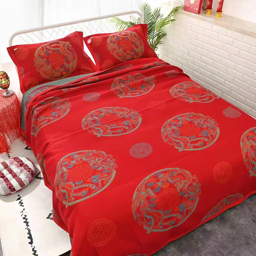 【龙凤呈祥】230*250高端中式床盖加厚不跑床床盖