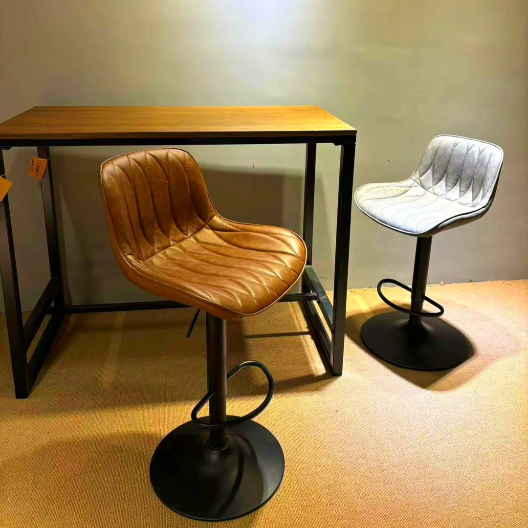 W-10030-1 轻奢吧台椅简约高脚凳可升降旋转收银吧台凳子靠背椅