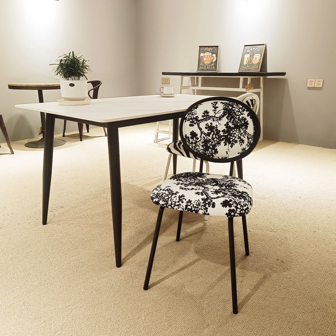 W-31021北欧轻奢餐椅现代简约家用靠背椅意式设计复古风网红餐椅