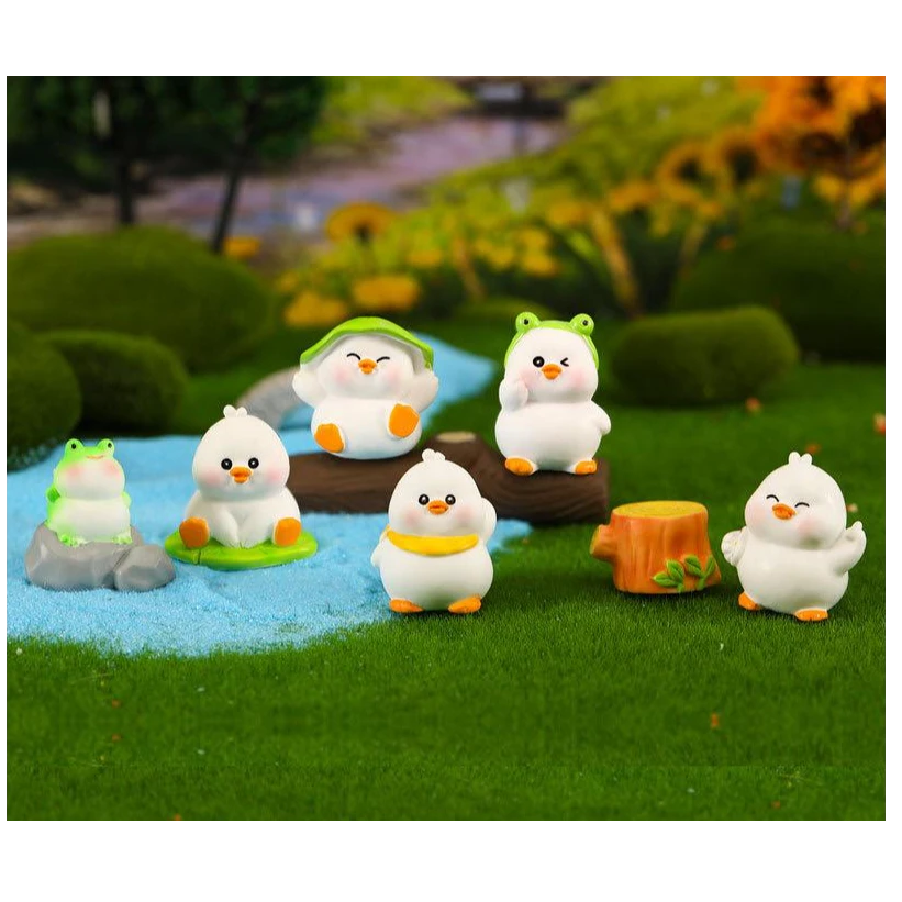 【双许愿+对对碰】可爱立体萌萌荷叶小黄鸭子DIY摆件车载微景观