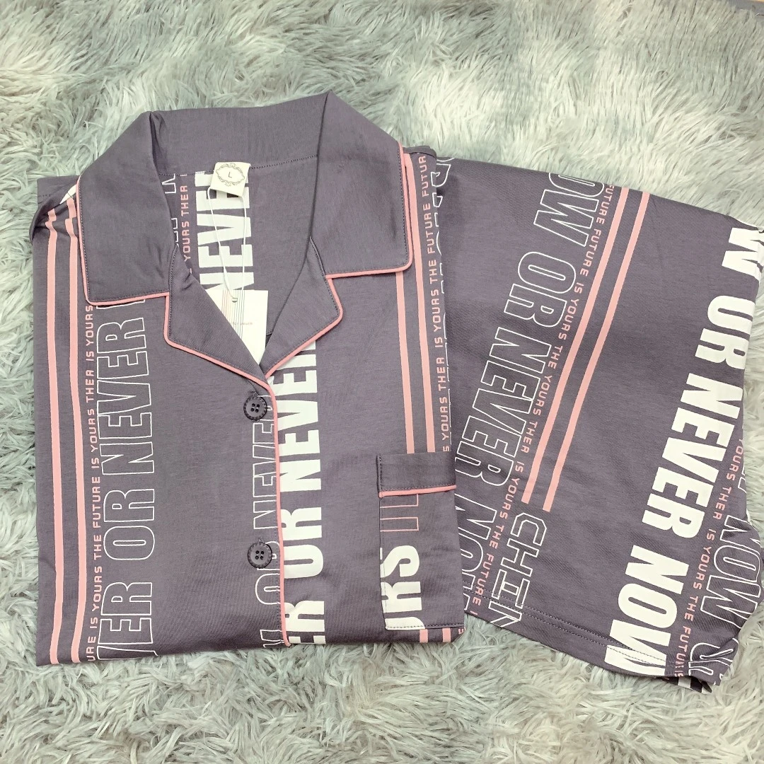稳稳家爽棉短袖短袖开衫女情侣款时尚款睡衣套装家居服夏季女士