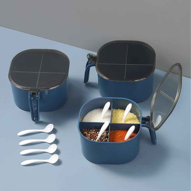 调料盒厨房家用一体四格商用佐料盐味精瓶罐收纳好物厨房调料罐