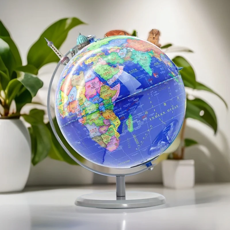 书香红袖GLOBE2024款20厘米直径蔚蓝铁尺AR地球仪高清送四件套