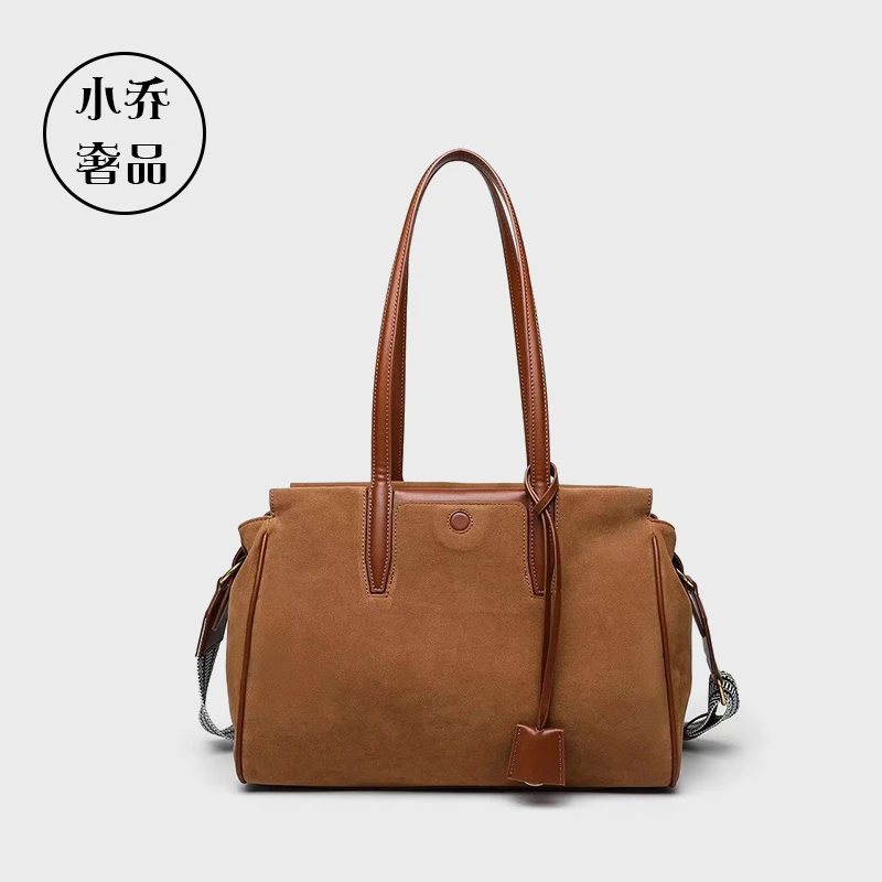 夏季新款复古小众设计磨砂牛皮手提单肩托特包旅行包#5983