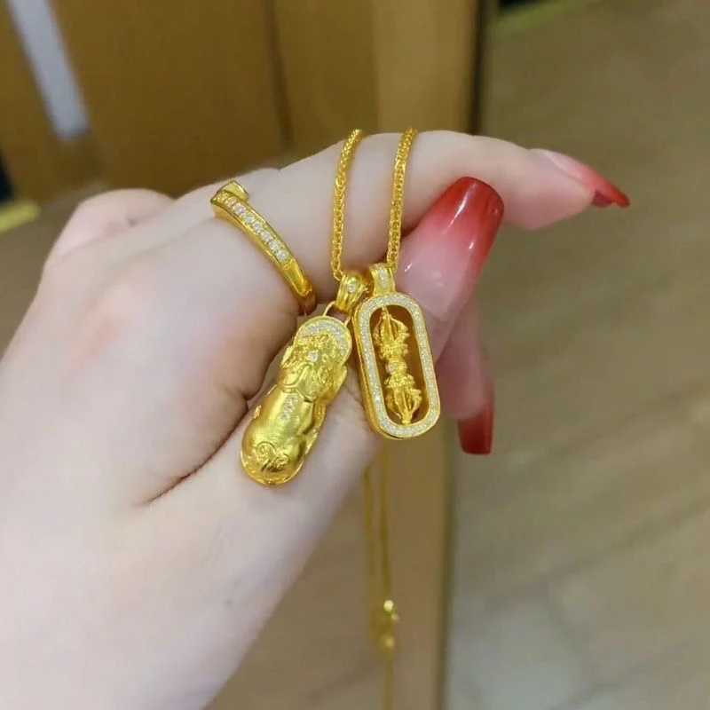 钛钢项链 钛钢项链 金刚杵貔貅项链   M扣