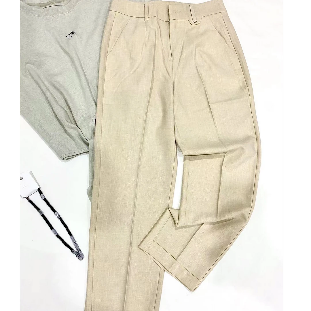 裤子女九分新款爆款高端莱塞尔西装裤夏季女裤高腰百搭休闲烟管裤