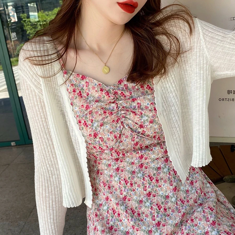 夏季短款一粒扣披肩冰丝针织开衫薄款防晒衫空调衫外搭罩衫外套