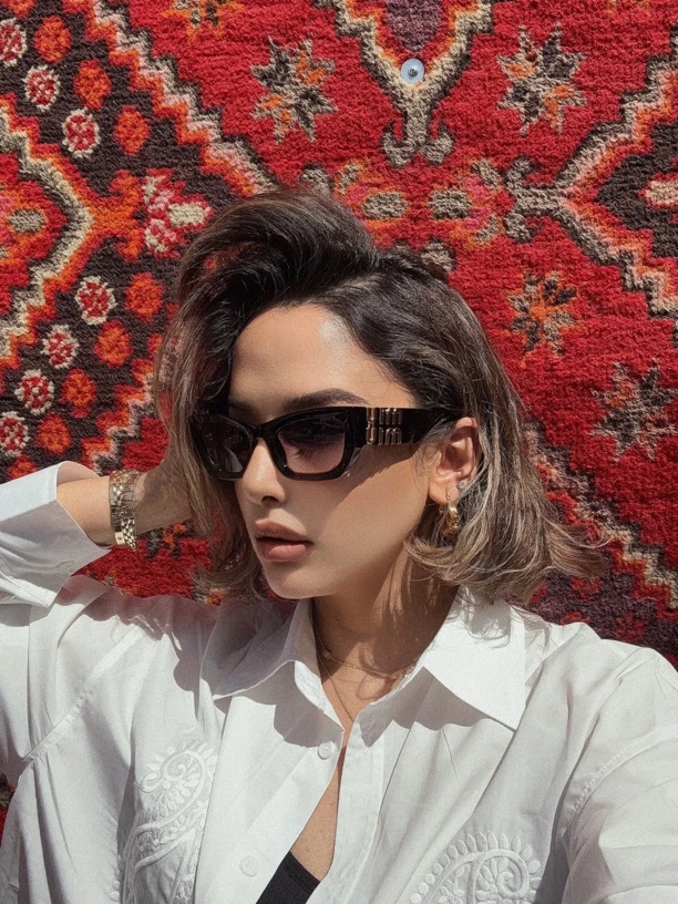 个性新款Y2K小框猫眼潮流男女跨境Miu欧美风派对sunglasses墨镜