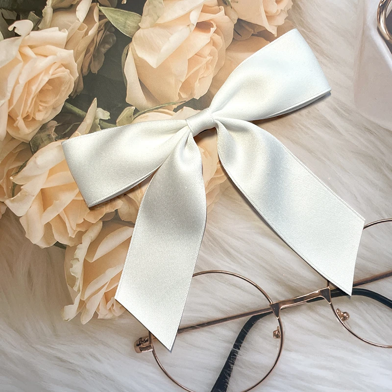 本白色蝴蝶结大号纯色简约小众斜角领花配饰2024夏季新款百搭装饰