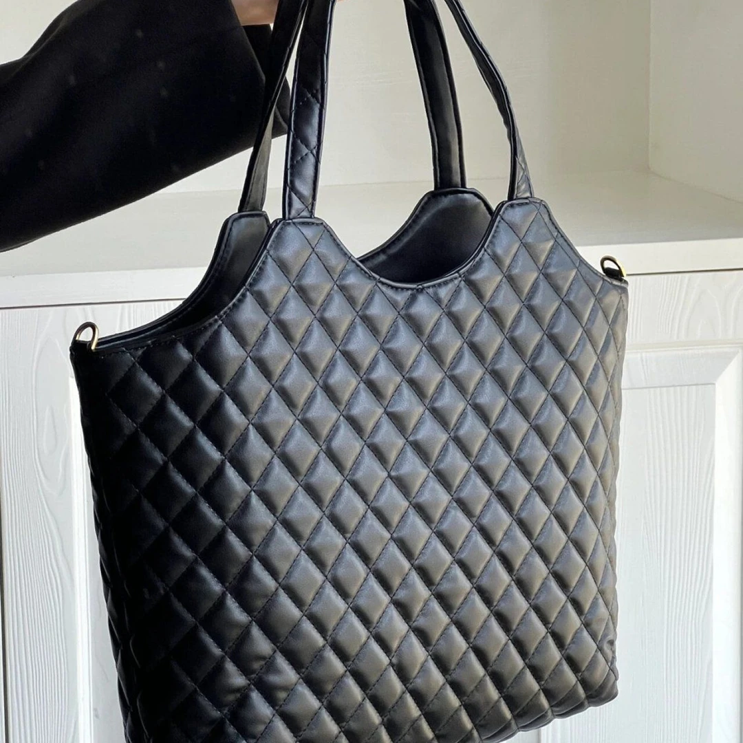 菱格手提包小香风大容量简约托特包斜挎2024新款单肩腋下包包女