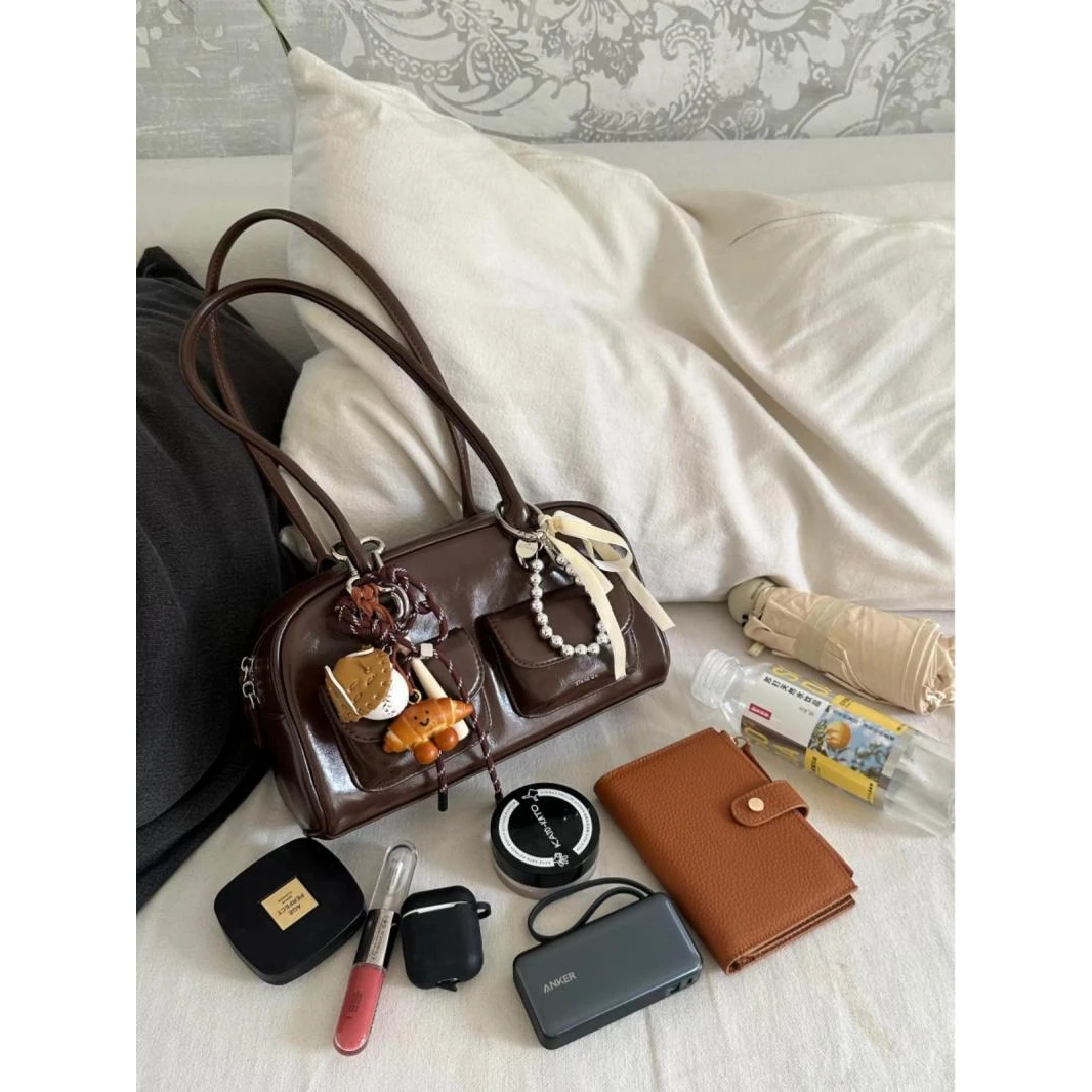 允真同款韩系复古包包女2024新款秋冬高级感单肩腋下包百搭手提包