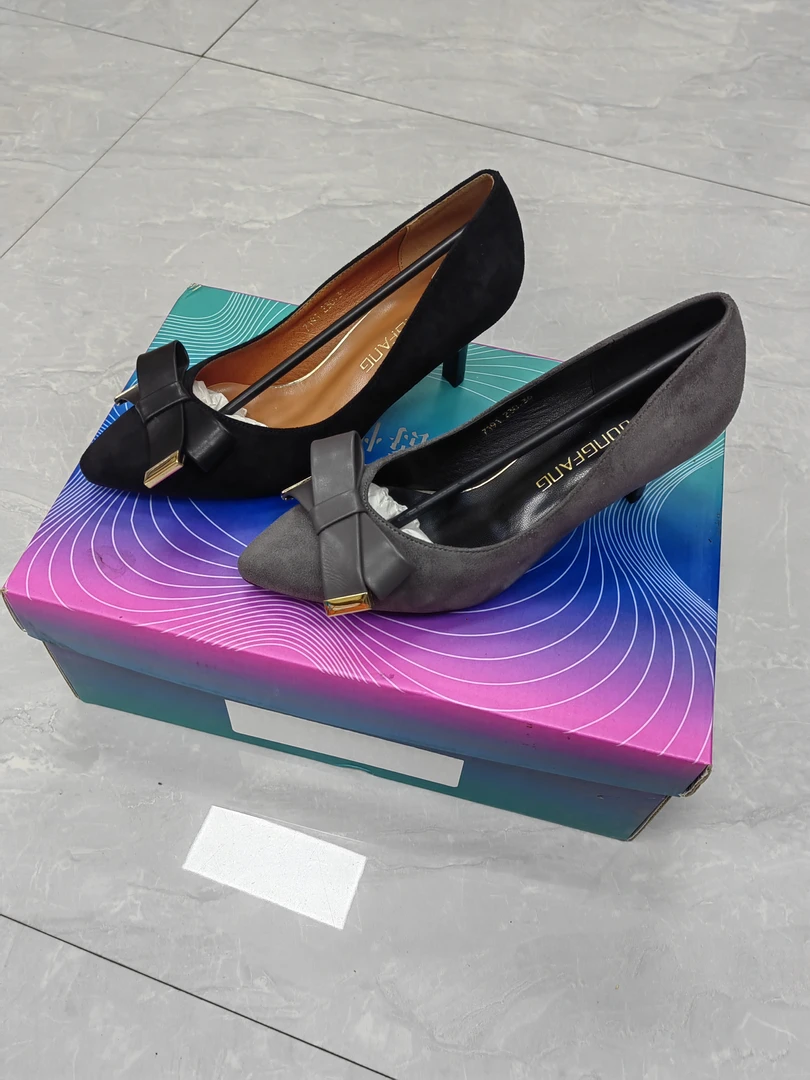 7191新款黑色细跟中跟职业百搭尖头蝴蝶结单鞋