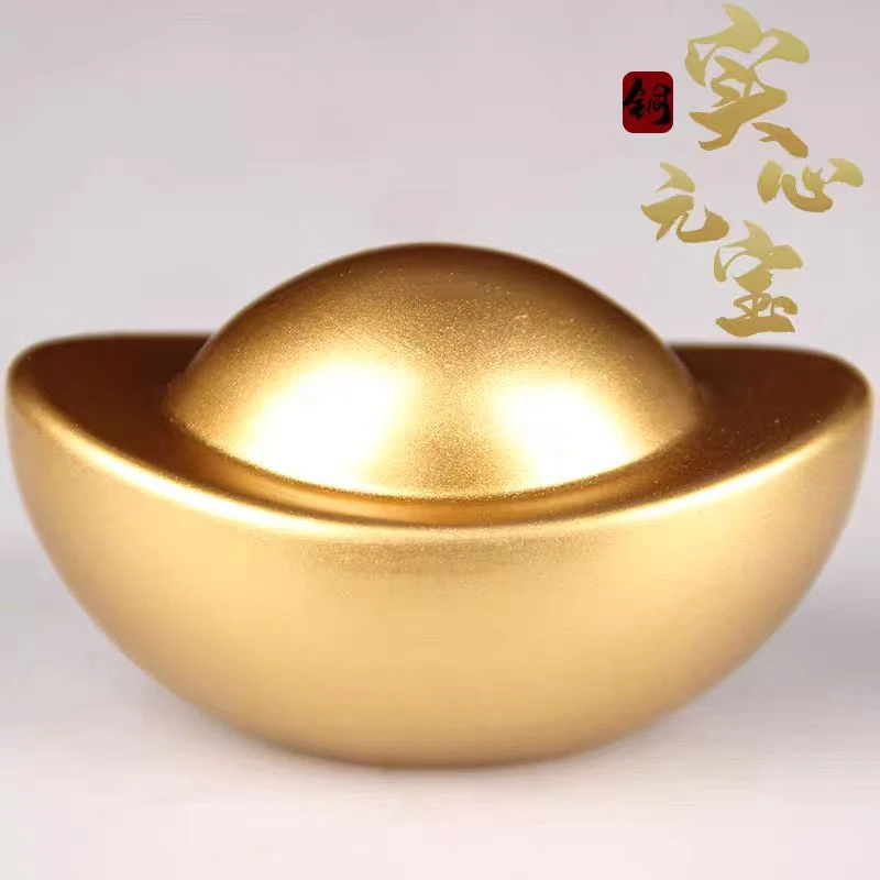 高档手工实心元宝招财摆件金元宝聚宝盆家居装饰乔迁开业礼品家用