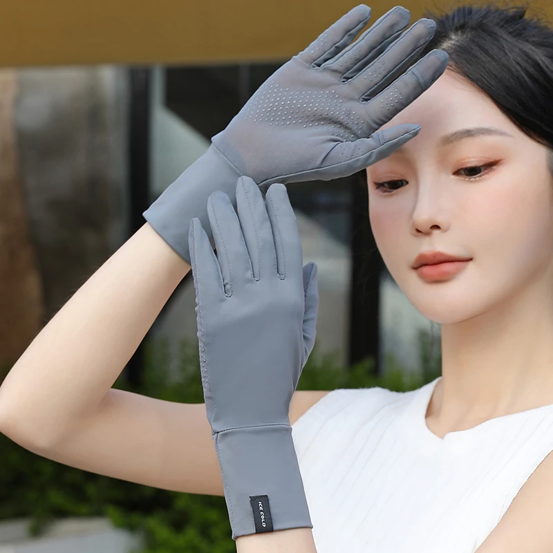 夏季冰丝露指防晒手套防紫外线电动车骑车女士开车专用夏天薄款男