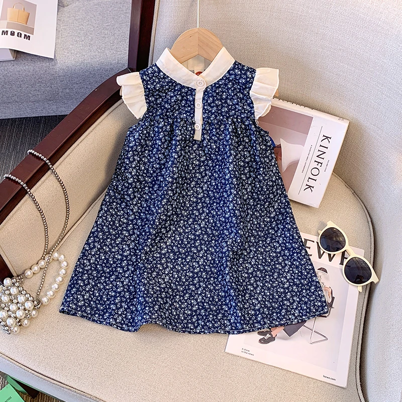女童2025夏季洋气碎花公主裙女宝宝洋气时尚韩版飞飞袖连衣裙6522